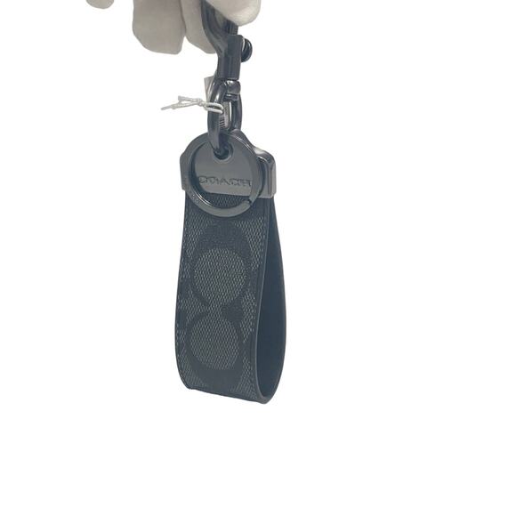Coach Loop Key Fob In Signature Canvas Black signature New - Picture 4 of 4